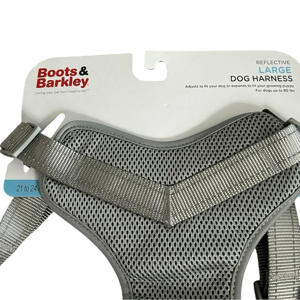 Boots & Barkley Reflective Dog Harness Large Gray Adjustable Up to 90 Ibs NWT